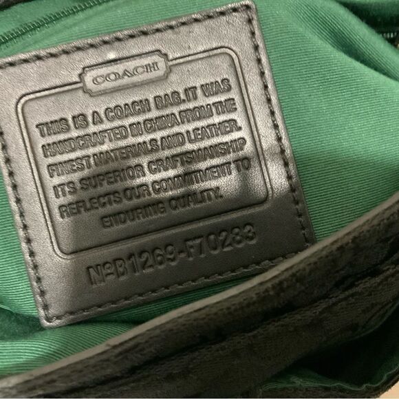 Women's Coach Crossbody Messenger Bag Signature Jacquard F70283 Black Canvas - Picture 7 of 13